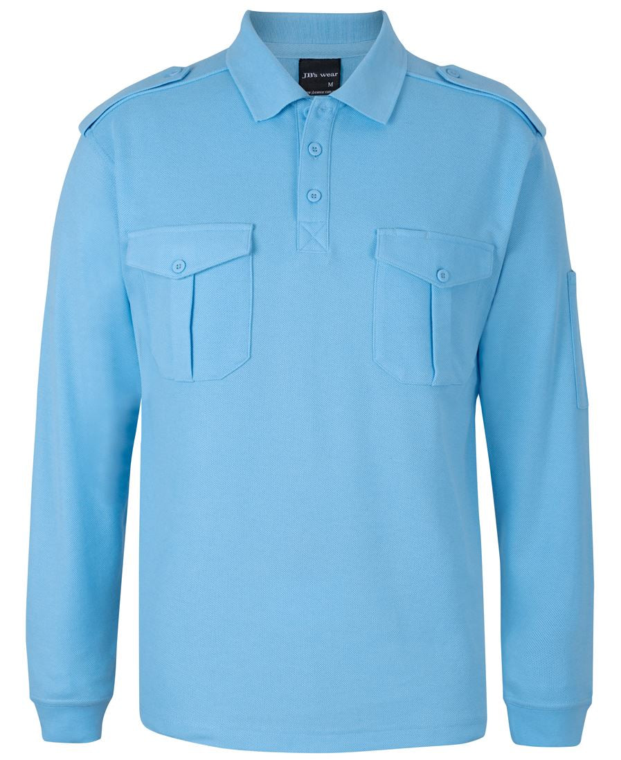 JB's L/S 250 Epaulette Polo Lt Blue