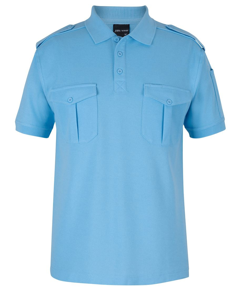 JB's S/S 250 Epaulette Polo Lt Blue