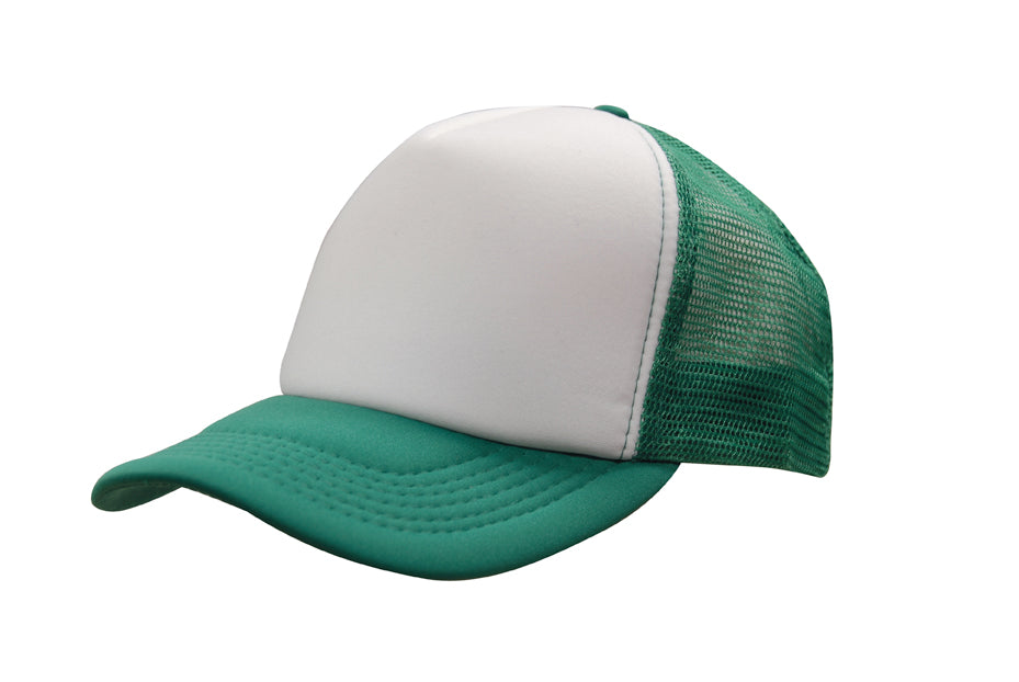 Truckers Mesh Cap in White/Emerald