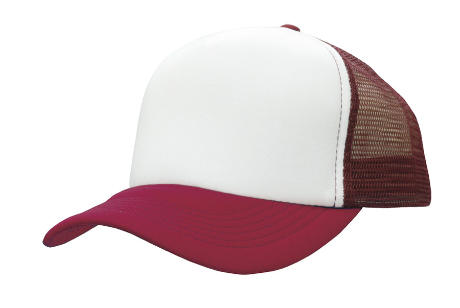 Truckers Mesh Cap in White/Maroon