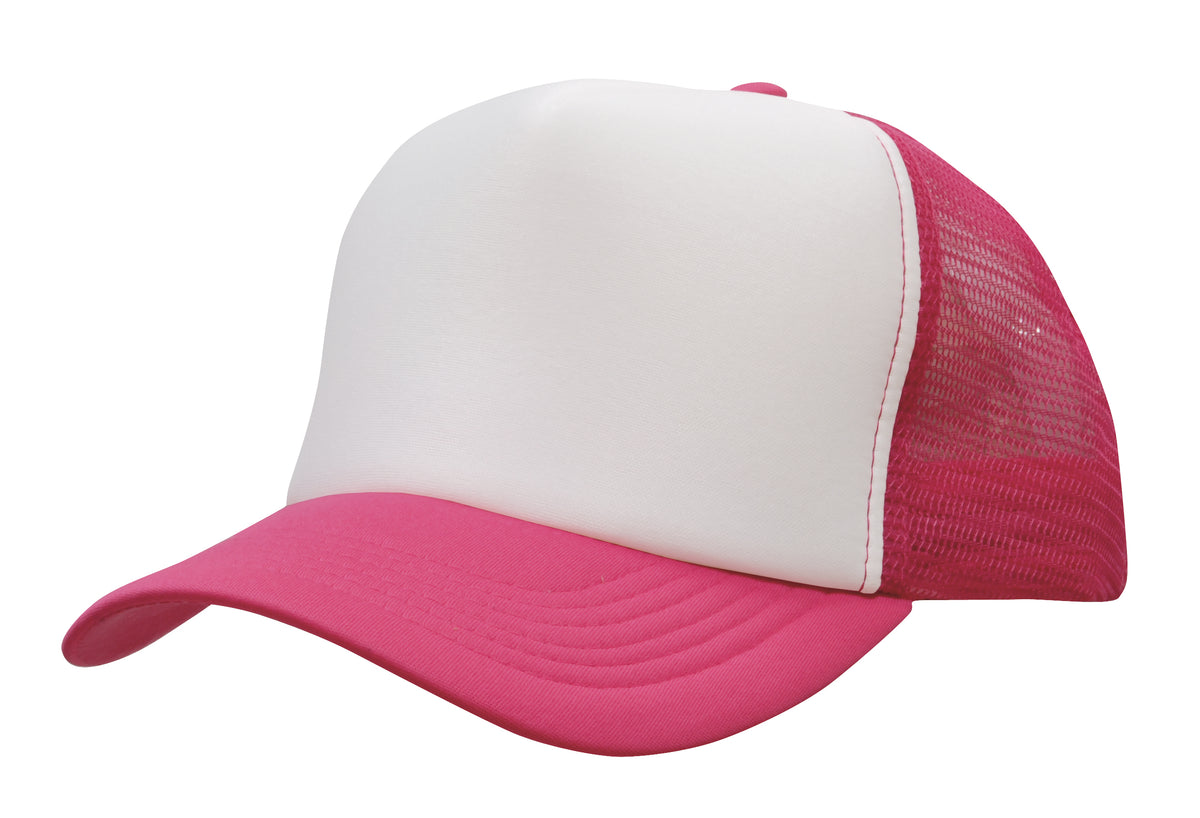 Truckers Mesh Cap in White/Hot Pink