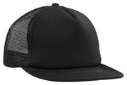 Trucker Mesh Cap With Flat Peak in Black