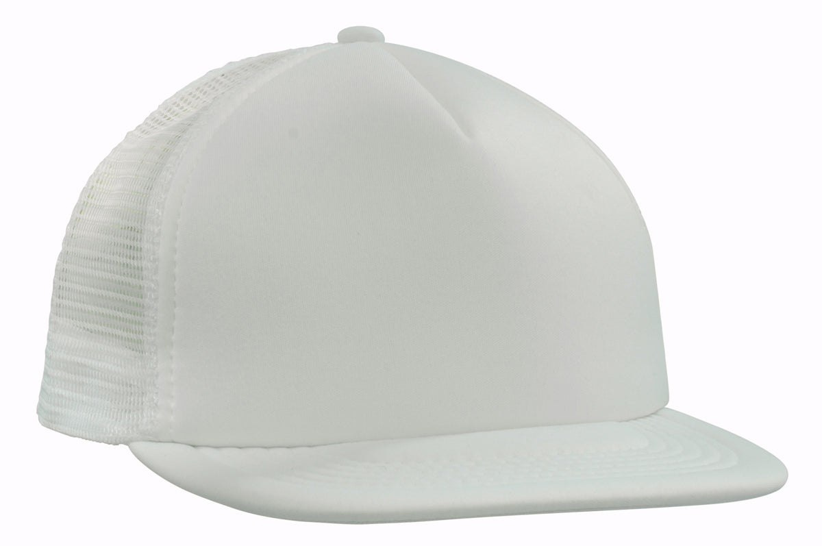 Trucker Mesh Cap With Flat Peak in White