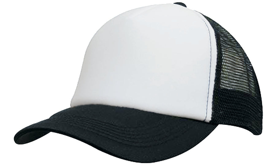 Kids Trucker Cap in White/Black