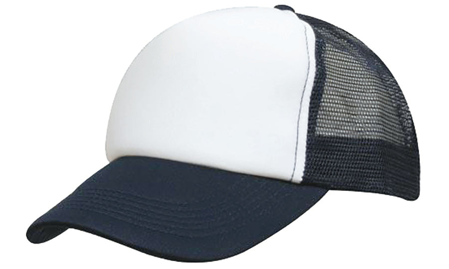 Kids Trucker Cap in White/Navy