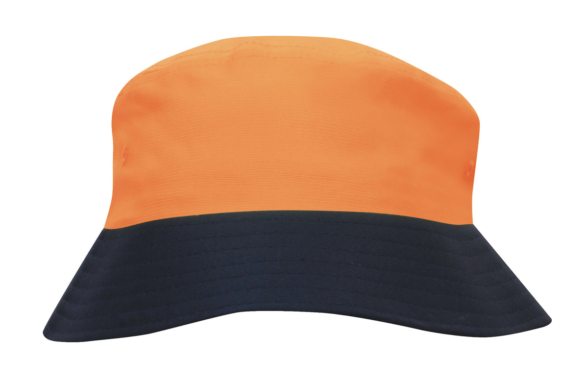 Luminescent Safety Bucket Hat in Hiviz Orange/Navy