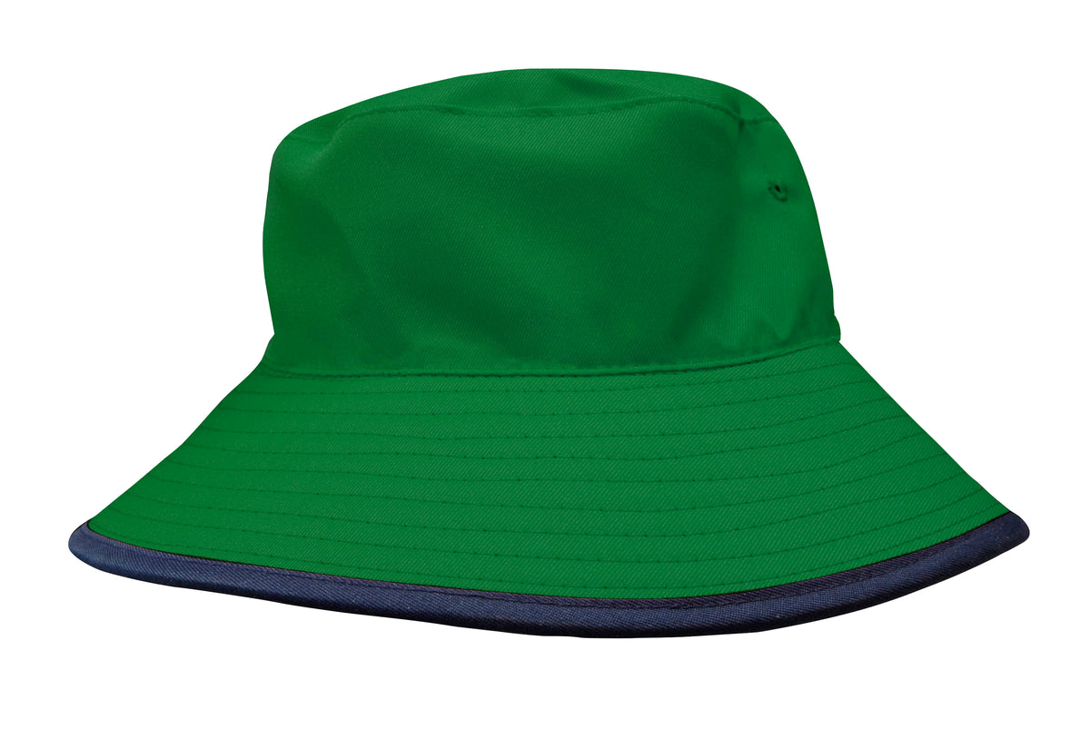Reversible Breathable Poly Twill Bucket Hat in Navy/Emerald