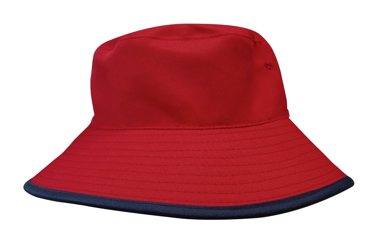 Reversible Breathable Poly Twill Bucket Hat in Navy/Red