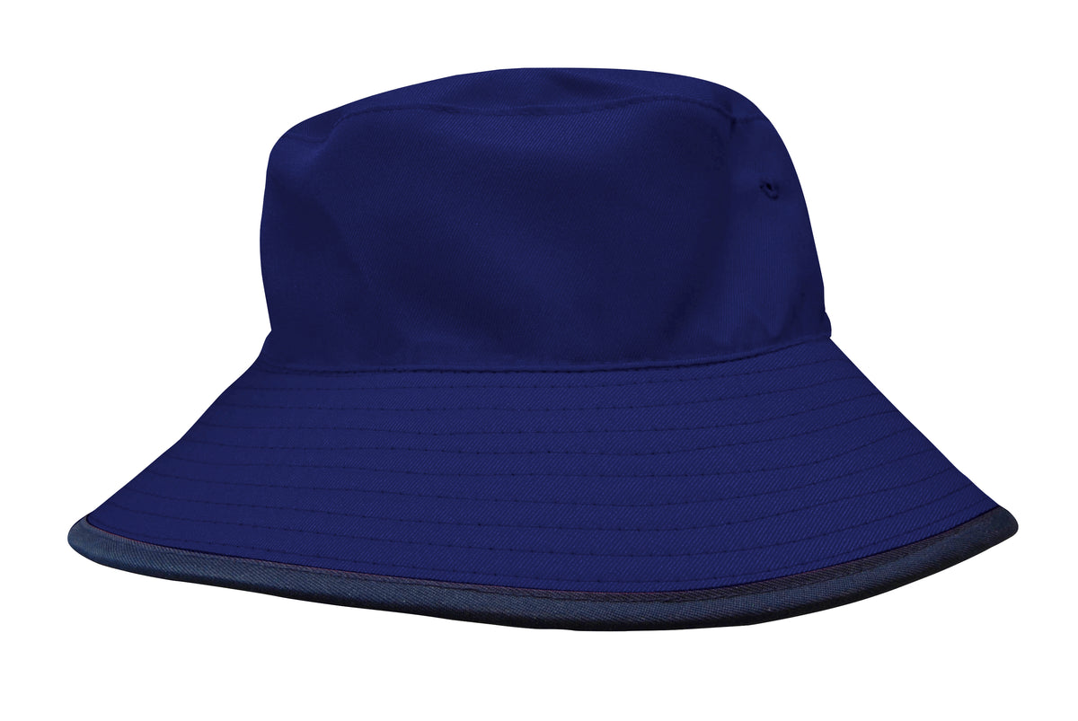 Reversible Breathable Poly Twill Bucket Hat in Navy/Royal