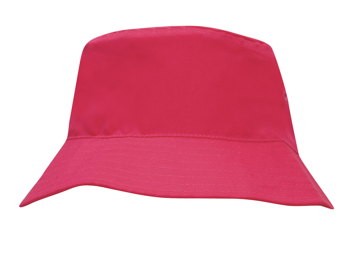 Breathable Poly Twill Childs Bucket Hat in Hot Pink