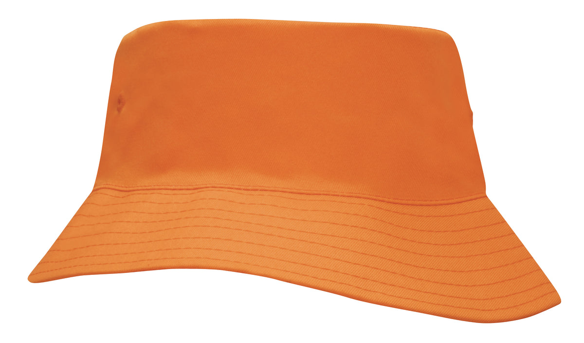 Breathable Poly Twill Childs Bucket Hat in Orange