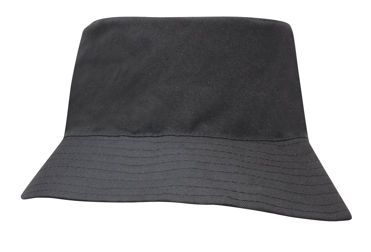 Breathable Poly Twill Youth Bucket Hat in Black
