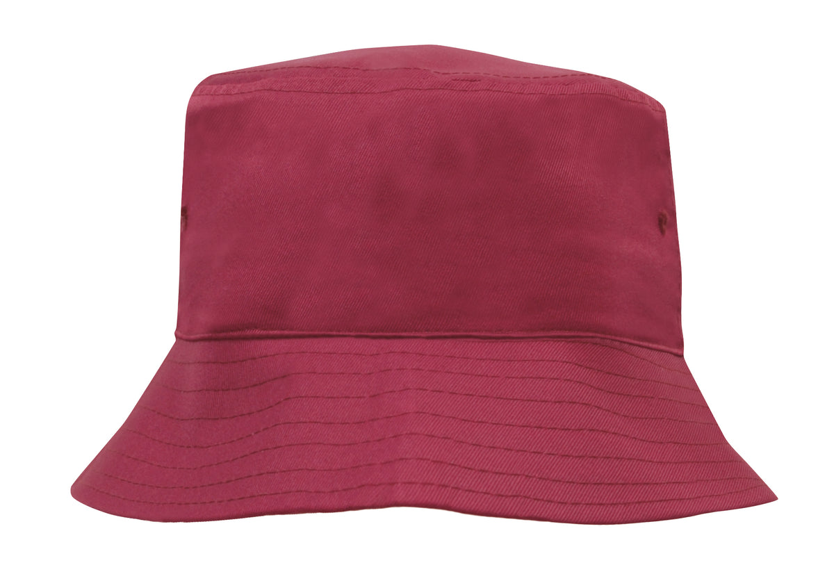 Breathable Poly Twill Youth Bucket Hat in Maroon