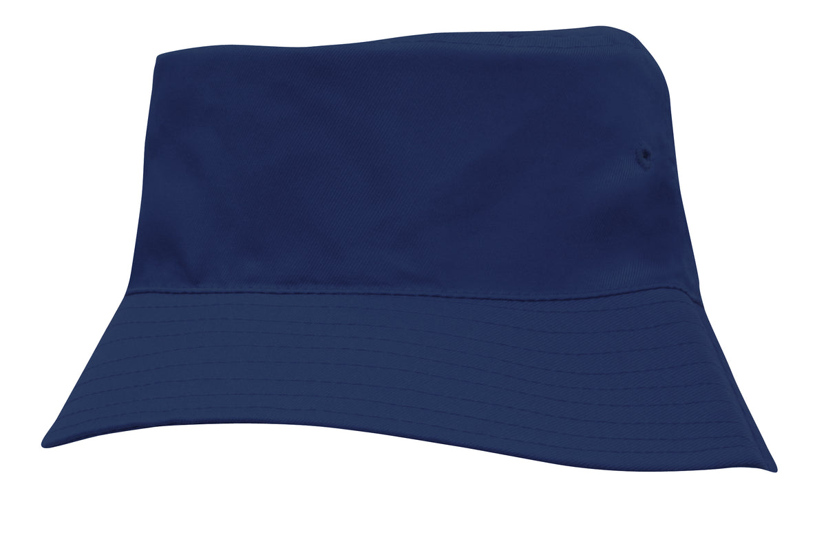 Breathable Poly Twill Youth Bucket Hat in Navy