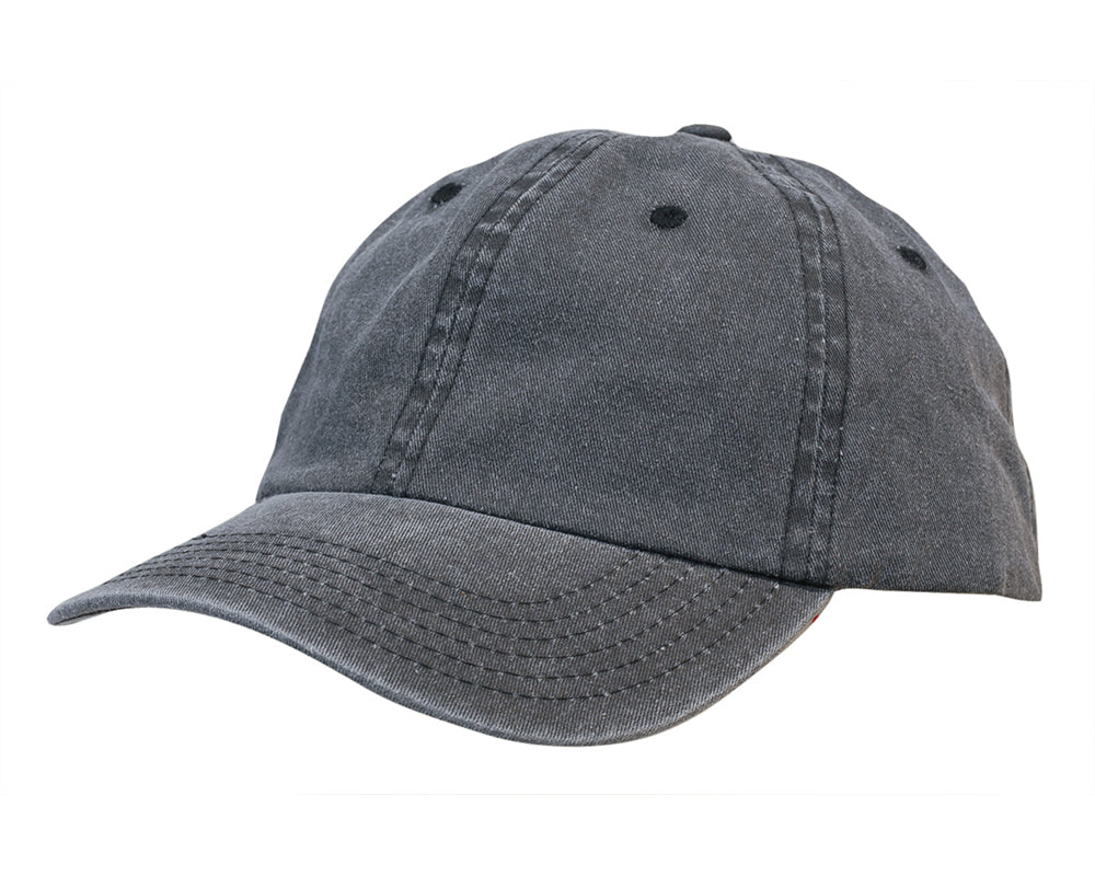 Enzyme Washed Pigment Dyed Cotton Twill Cap in Black