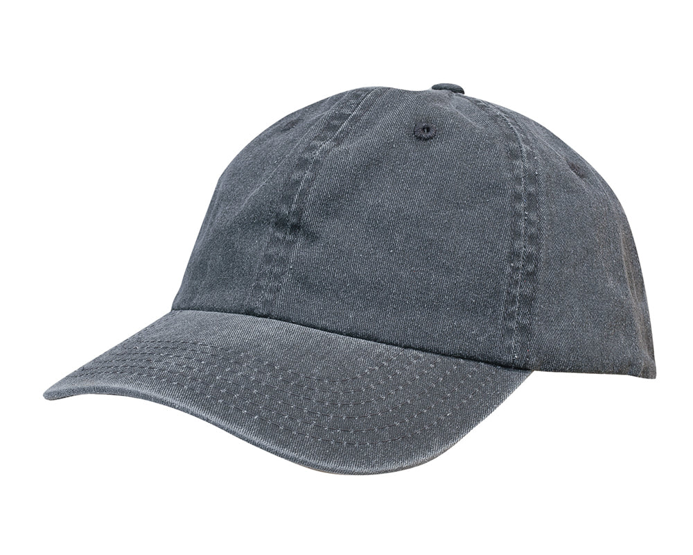Enzyme Washed Pigment Dyed Cotton Twill Cap in Charcoal