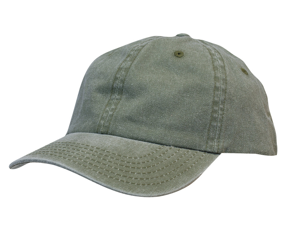 Enzyme Washed Pigment Dyed Cotton Twill Cap in Khaki
