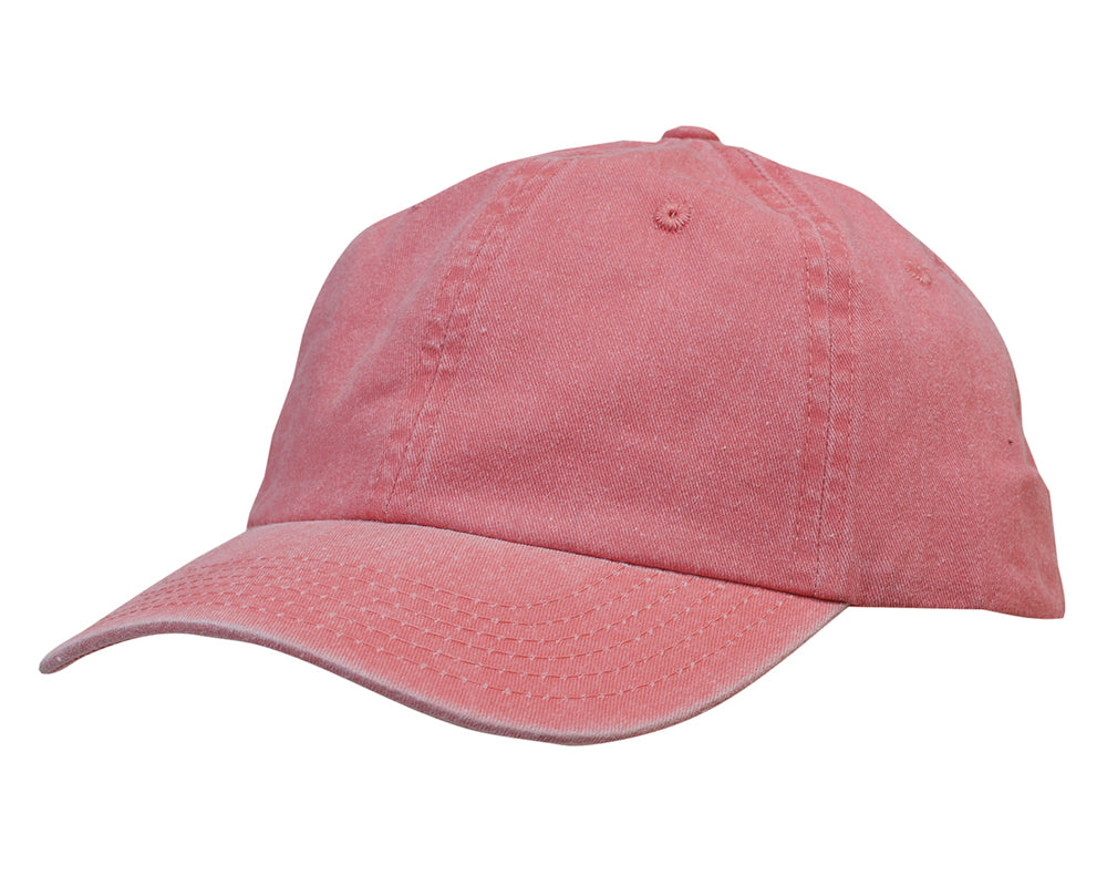 Enzyme Washed Pigment Dyed Cotton Twill Cap in Red