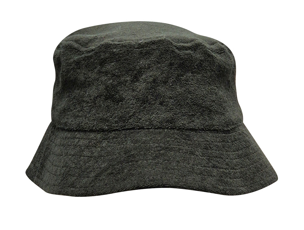 Terry Towelling Bucket Hat in Black