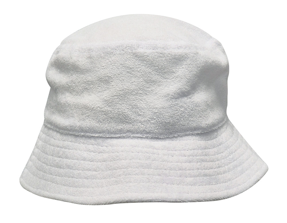 Terry Towelling Bucket Hat in White