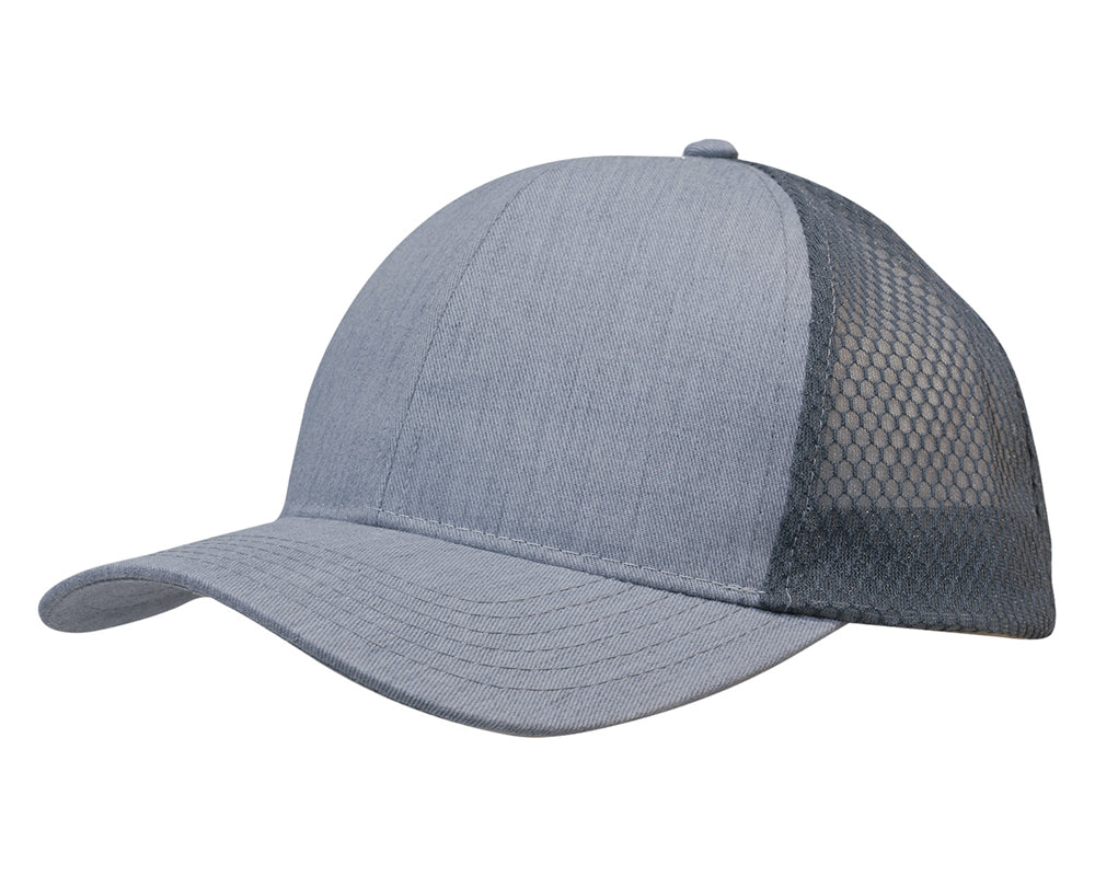Light Brushed Poly Cotton Marle with honeycomb mesh in Grey/Charcoal