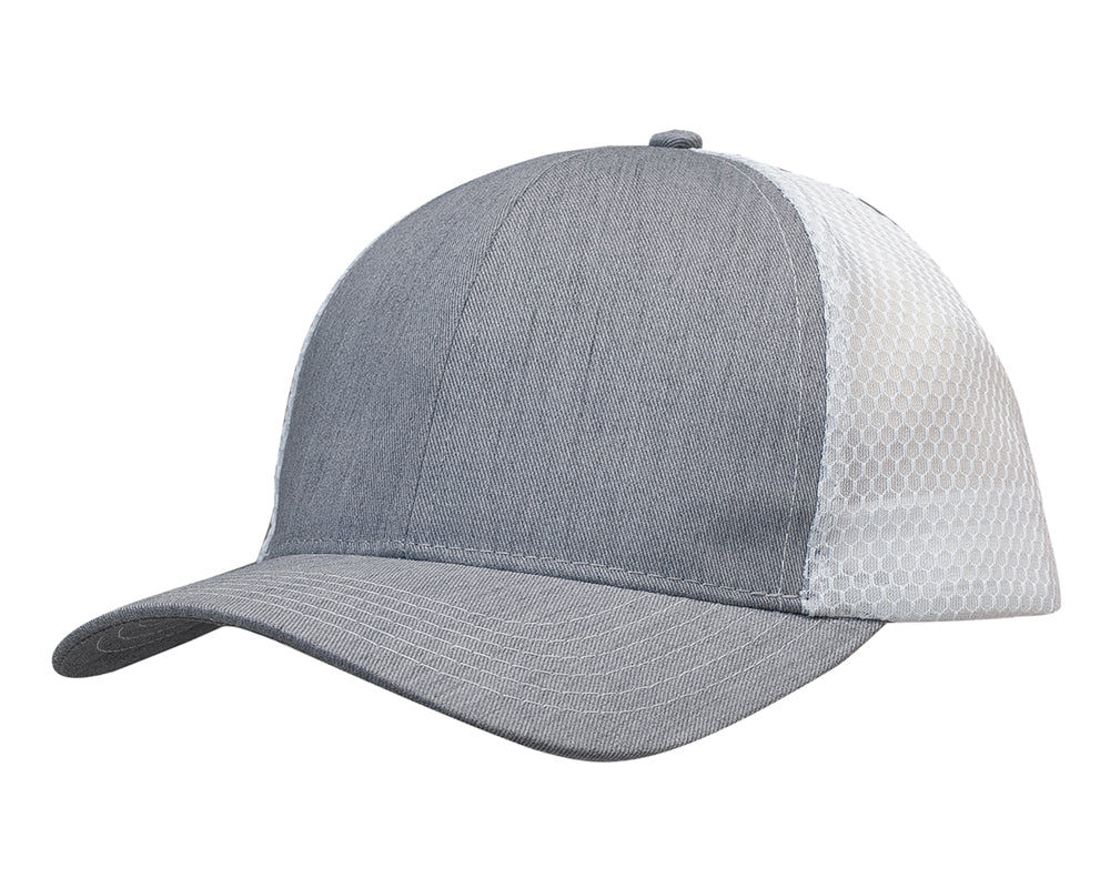 Light Brushed Poly Cotton Marle with honeycomb mesh in Grey/White