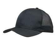 Breathable poly twill with honeycomb mesh in Black