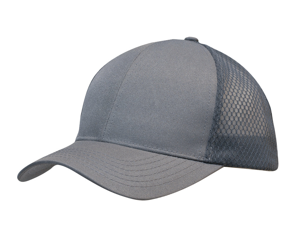 Breathable poly twill with honeycomb mesh in Charcoal