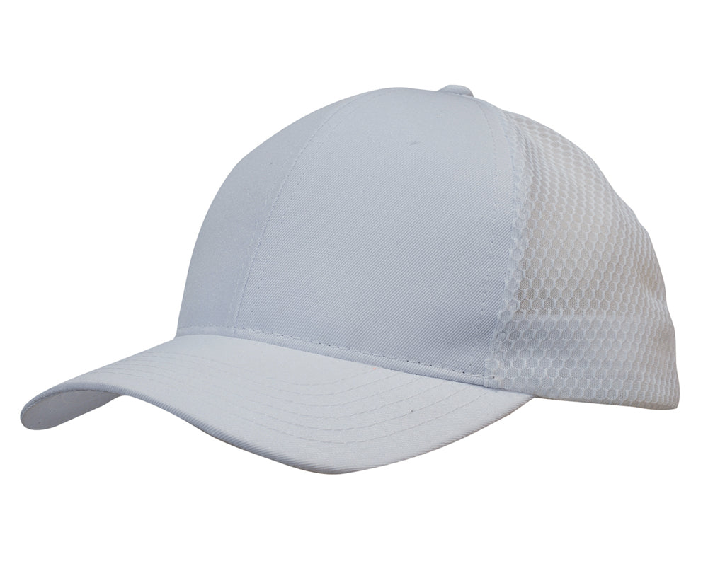 Breathable poly twill with honeycomb mesh in White