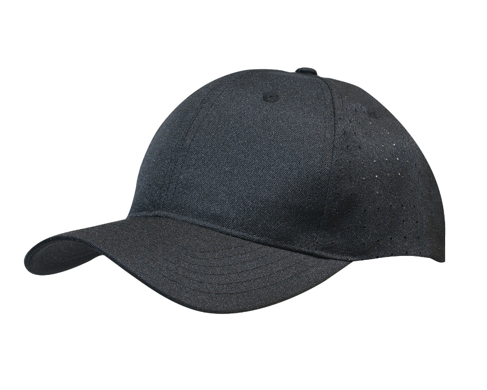 Breathable Poly Twill with circle perforations in Black