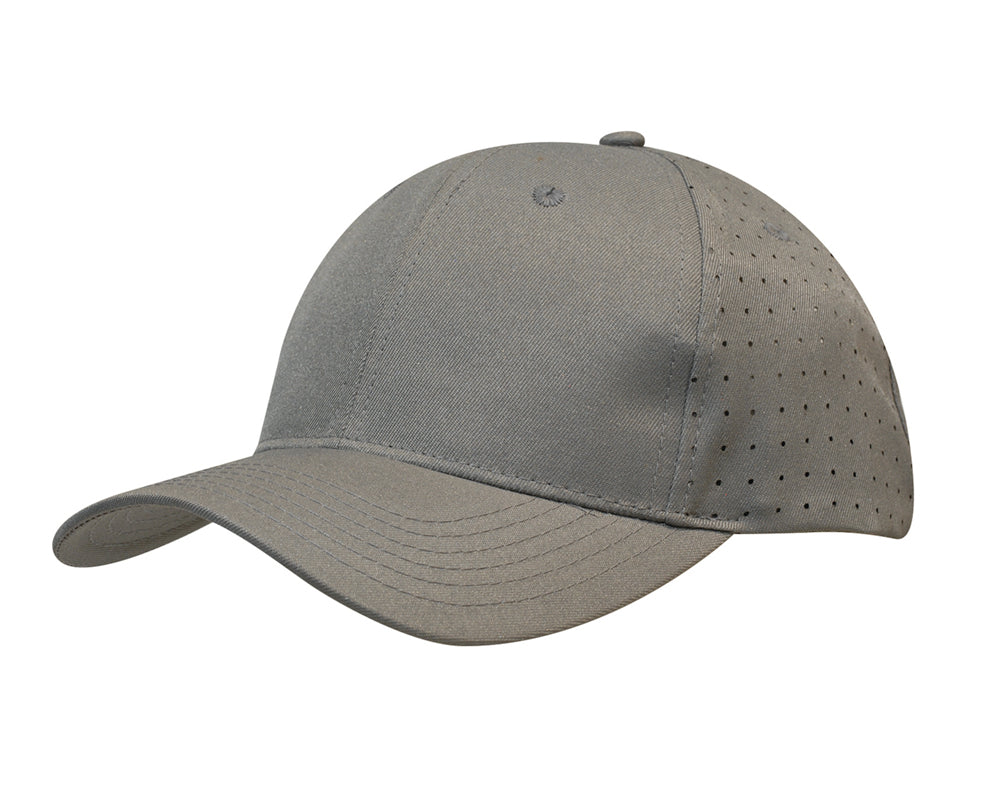 Breathable Poly Twill with circle perforations in Charcoal