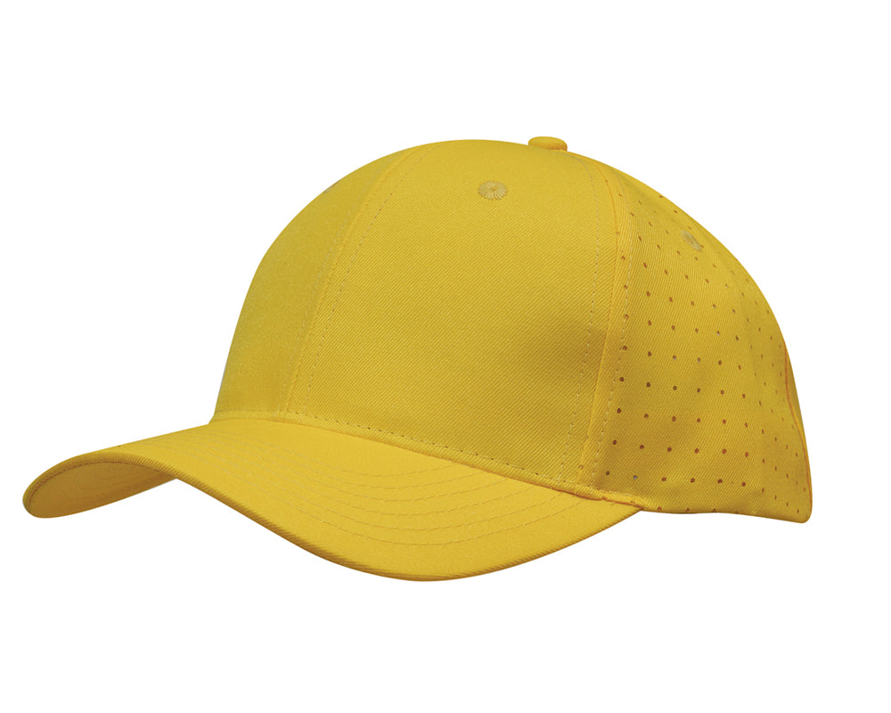 Breathable Poly Twill with circle perforations in Gold