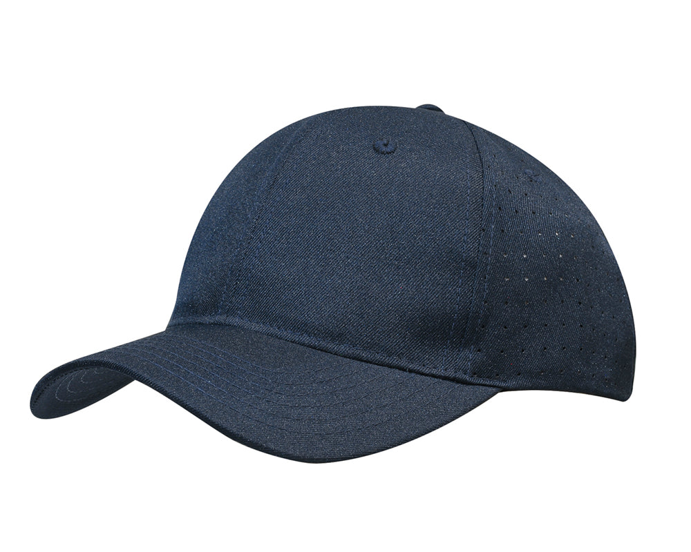 Breathable Poly Twill with circle perforations in Navy