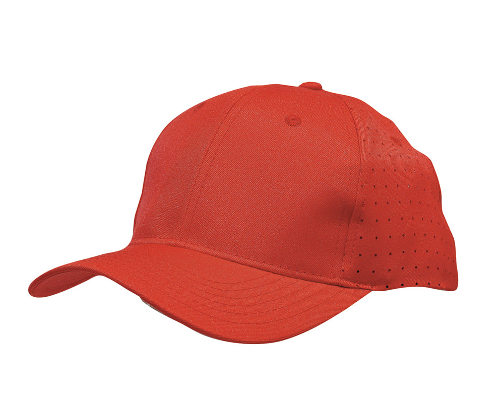 Breathable Poly Twill with circle perforations in Red