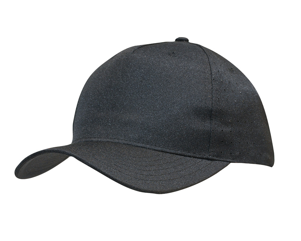 Breathable Poly Twill with circle perforations in Black