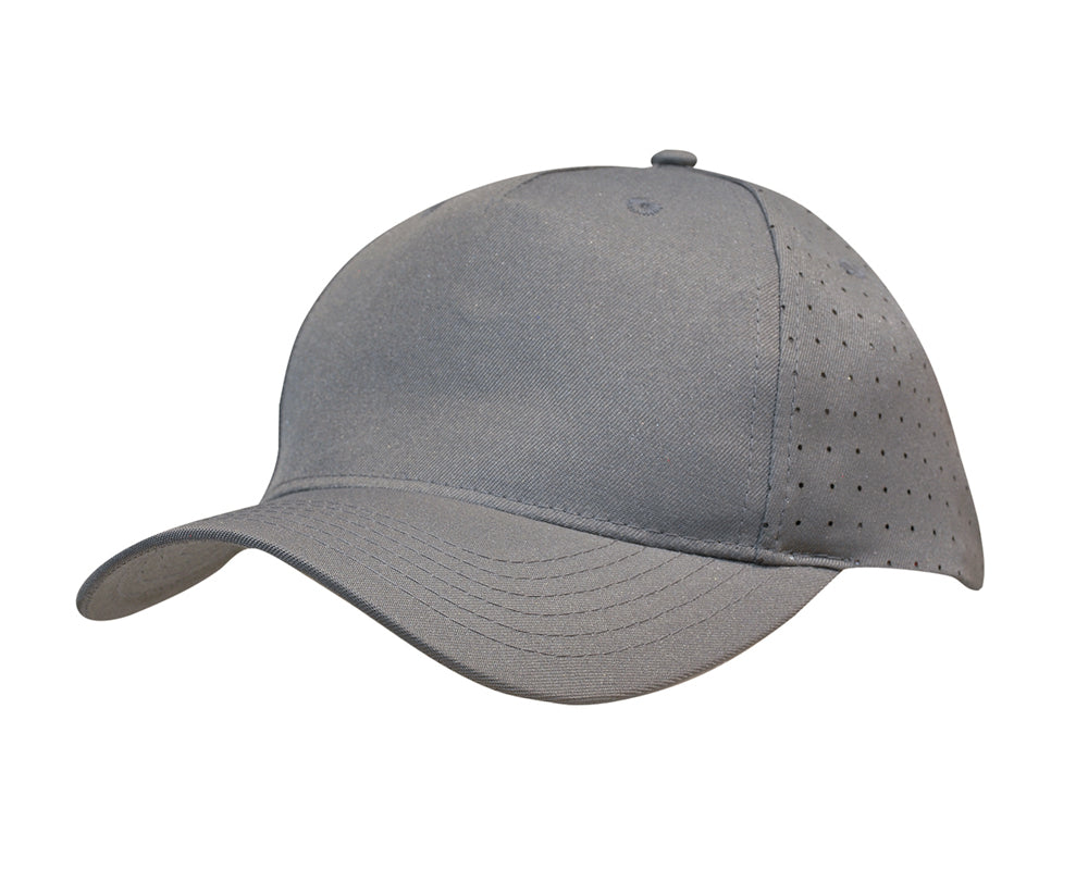 Breathable Poly Twill with circle perforations in Charcoal