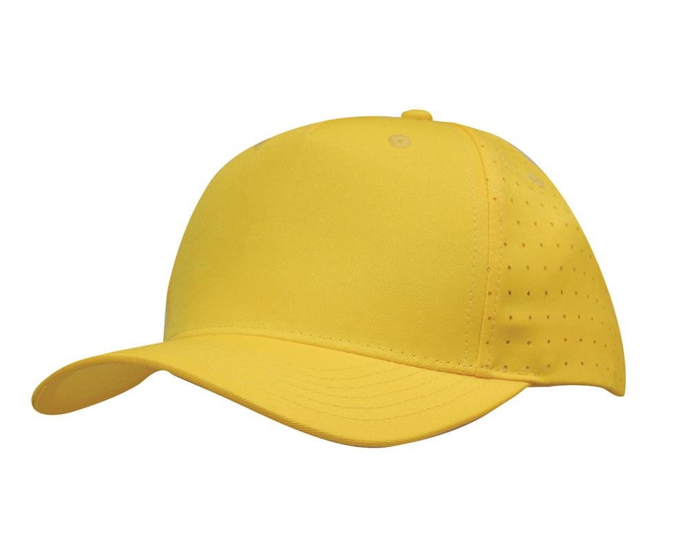 Breathable Poly Twill with circle perforations in Gold