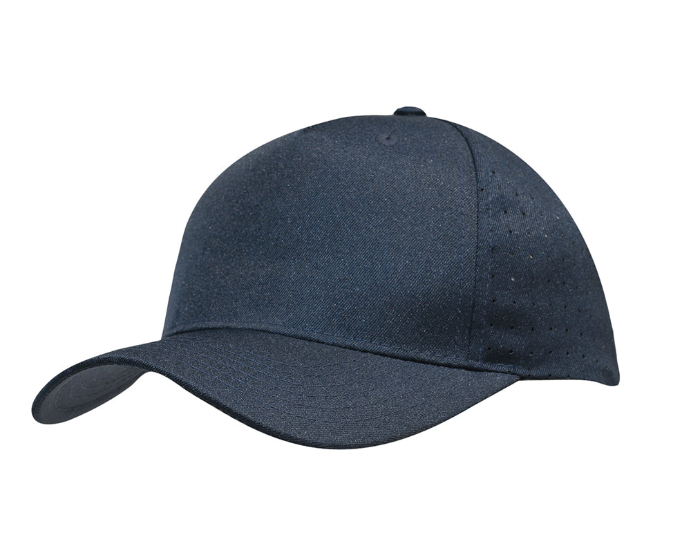 Breathable Poly Twill with circle perforations in Navy