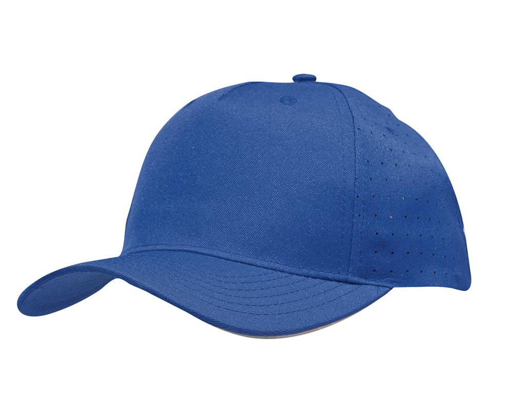 Breathable Poly Twill with circle perforations in Royal
