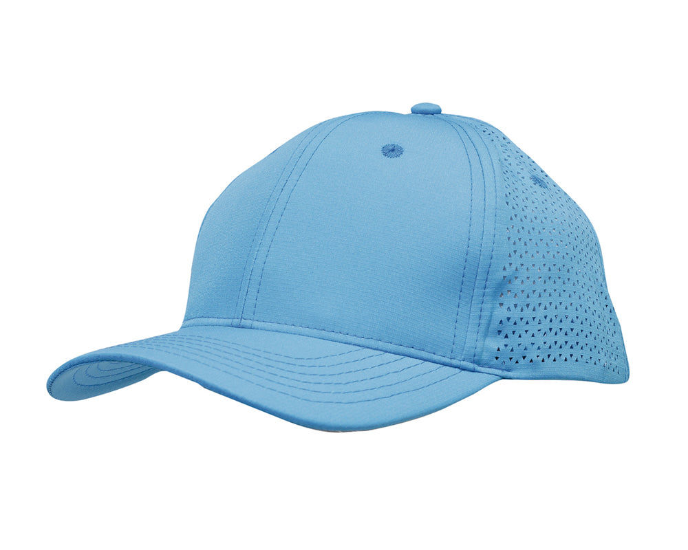 Sports Ripstop Twill with triangle perforations in Cyan