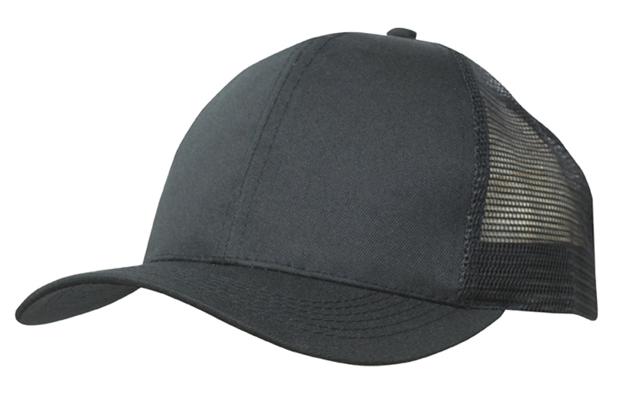 Recycled Breathable Poly Twill with Mesh Back Cap in Black