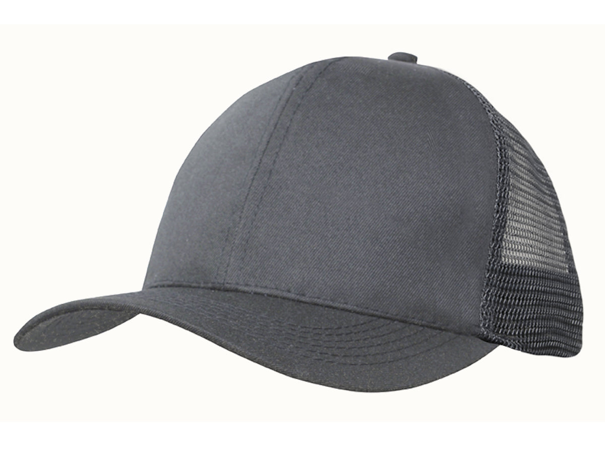 Recycled Breathable Poly Twill with Mesh Back Cap in Charcoal
