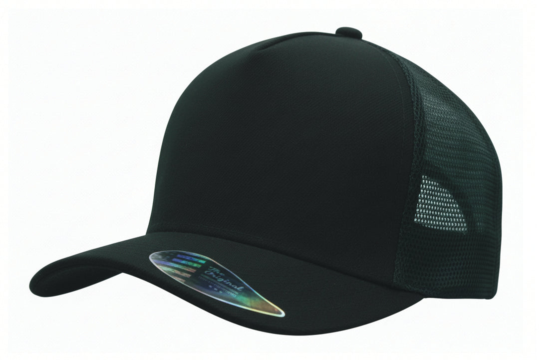 American Premium Twill/Mesh Deep Fit Trucker Cap in Black