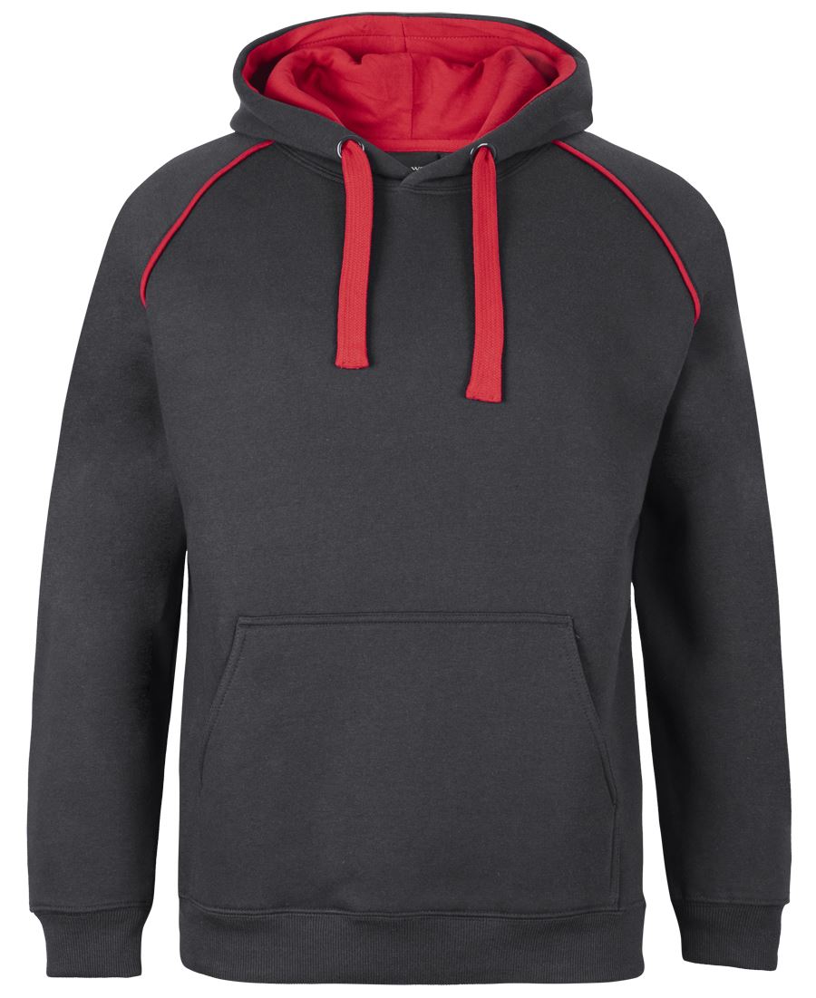 JB's Contrast Fleecy Hoodie Gunmetal/Red