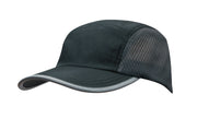 Sports Ripstop with Bee Hive Mesh and Towelling Sweatband in Black/Grey
