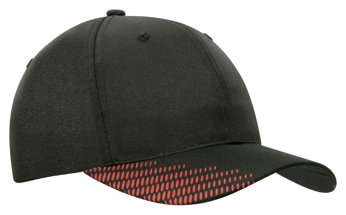 Breathable Poly Twill with Peak Flash Print in Black/Red