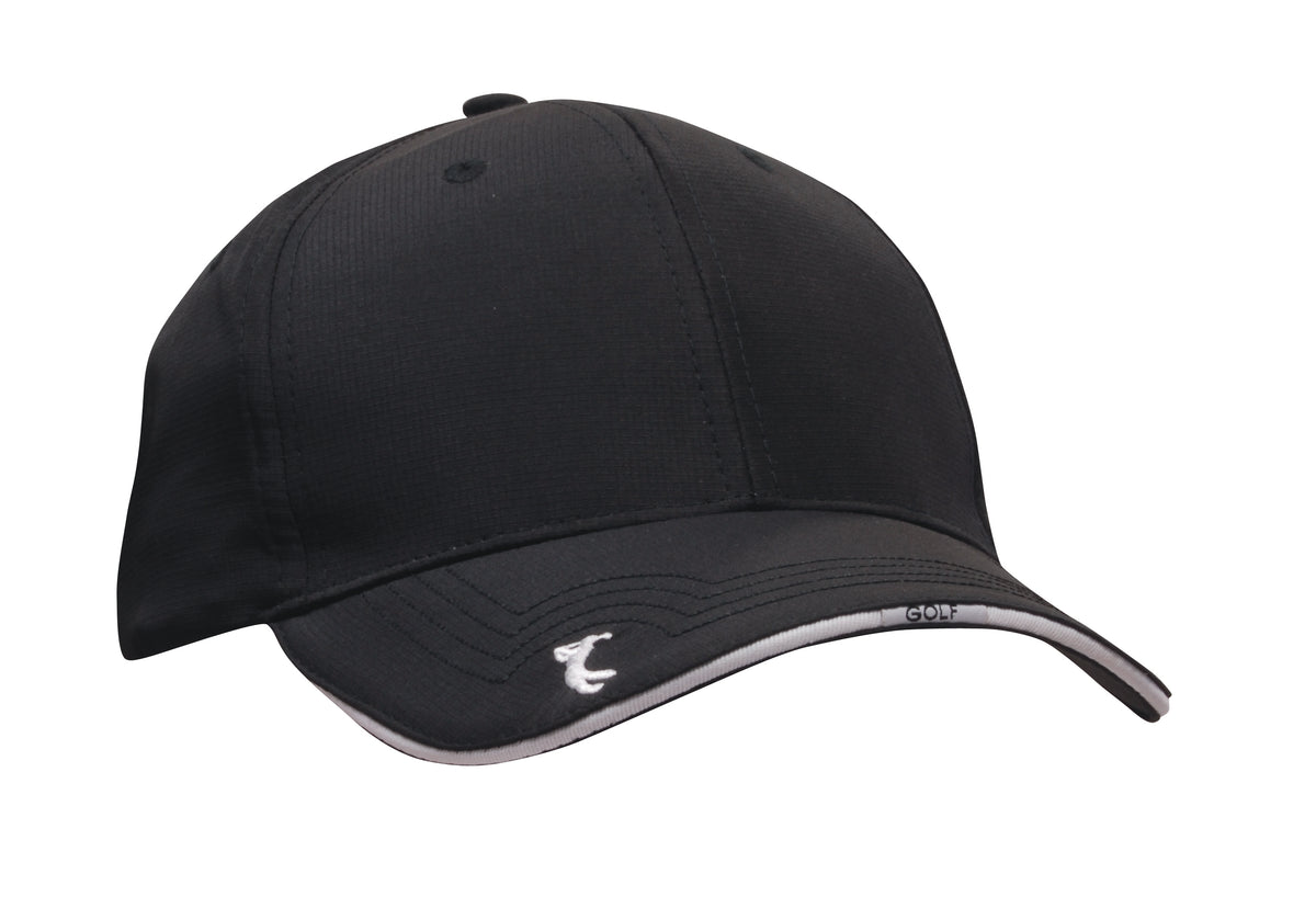 Sports Ripstop with Peak Embroidery in Black/White