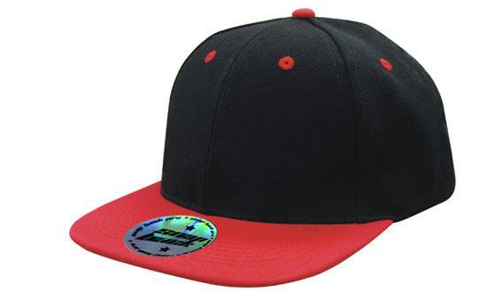 Premium American Twill with Snap 59 Styling - Two Tone in Black/Red