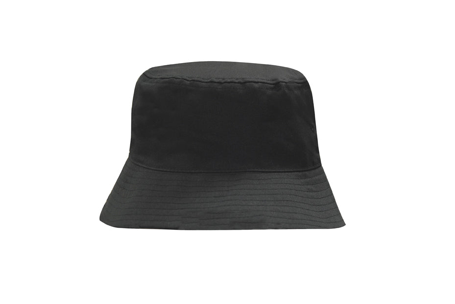 Breathable Poly Twill Bucket Hat in Black