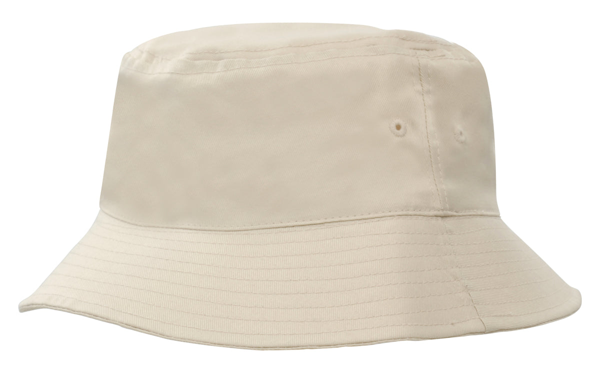 Breathable Poly Twill Bucket Hat in Stone